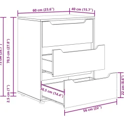 vidaXL Dressoir VISNES 60x40x73 cm bewerkt hout zwart