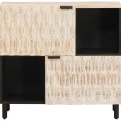 vidaXL Dressoir Witte Was Afwerking 80 x 33 x 75 cm Massief Mango Hout
