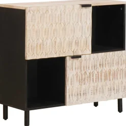 vidaXL Dressoir Witte Was Afwerking 80 x 33 x 75 cm Massief Mango Hout