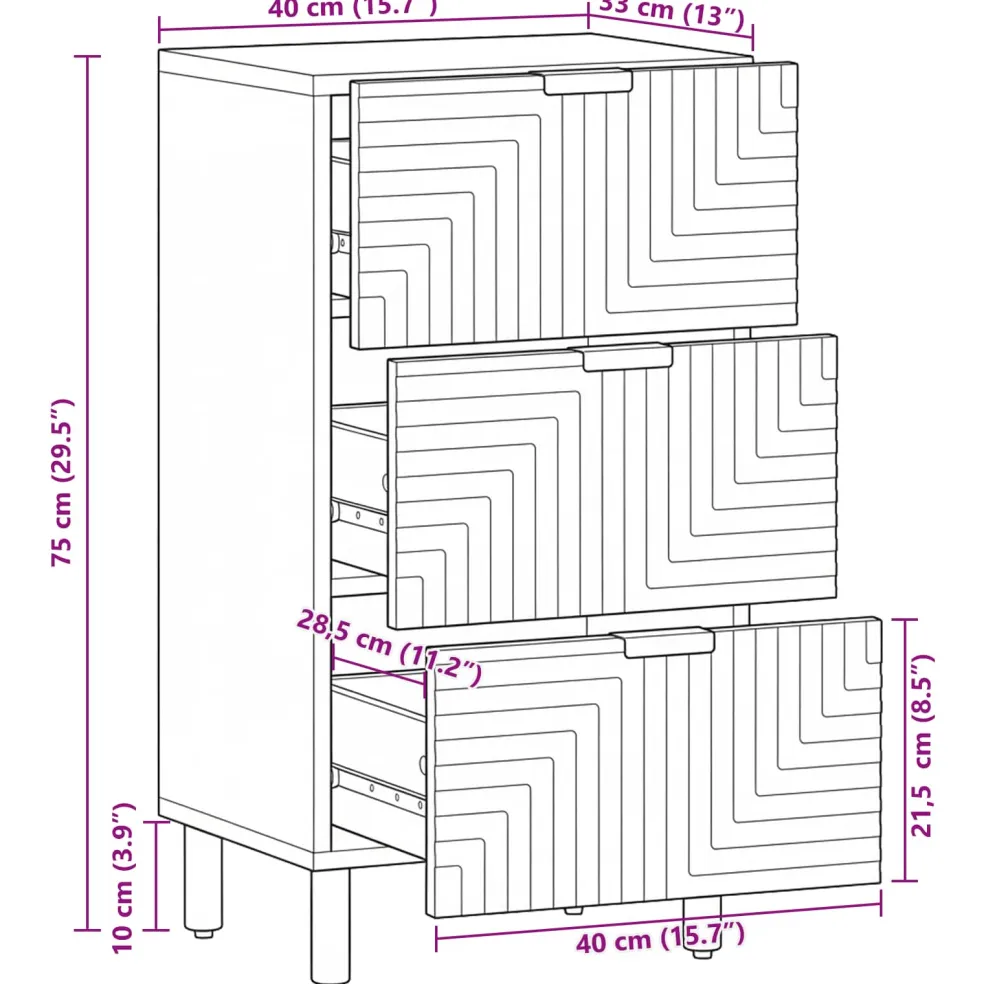 vidaXL Dressoir 40 x 33 x 75 cm