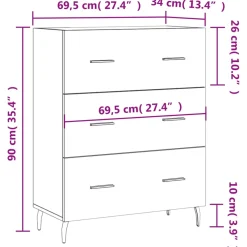 vidaXL Dressoir 69,5x34x90 cm bewerkt hout wit