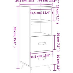 vidaXL Dressoir 34,5x34x90 cm bewerkt hout wit