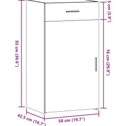 vidaXL Dressoir 50x42,5x93 cm bewerkt hout gerookt eikenkleurig