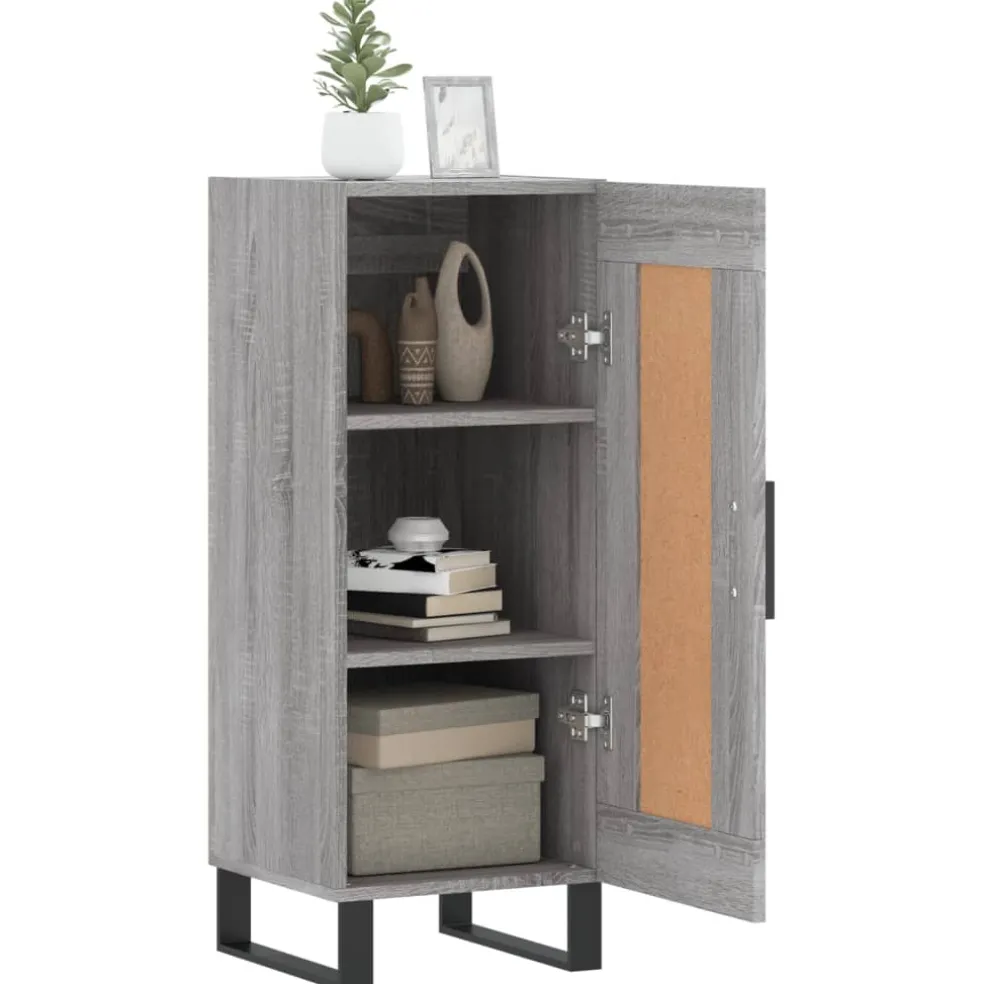 vidaXL Dressoir 34,5x34x90 cm bewerkt hout grijs sonoma eikenkleurig