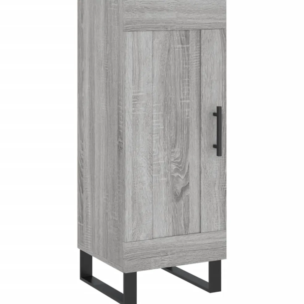 vidaXL Dressoir 34,5x34x90 cm bewerkt hout grijs sonoma eikenkleurig