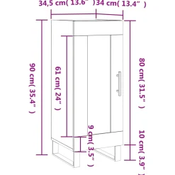 vidaXL Dressoir 34,5x34x90 cm bewerkt hout grijs sonoma eikenkleurig