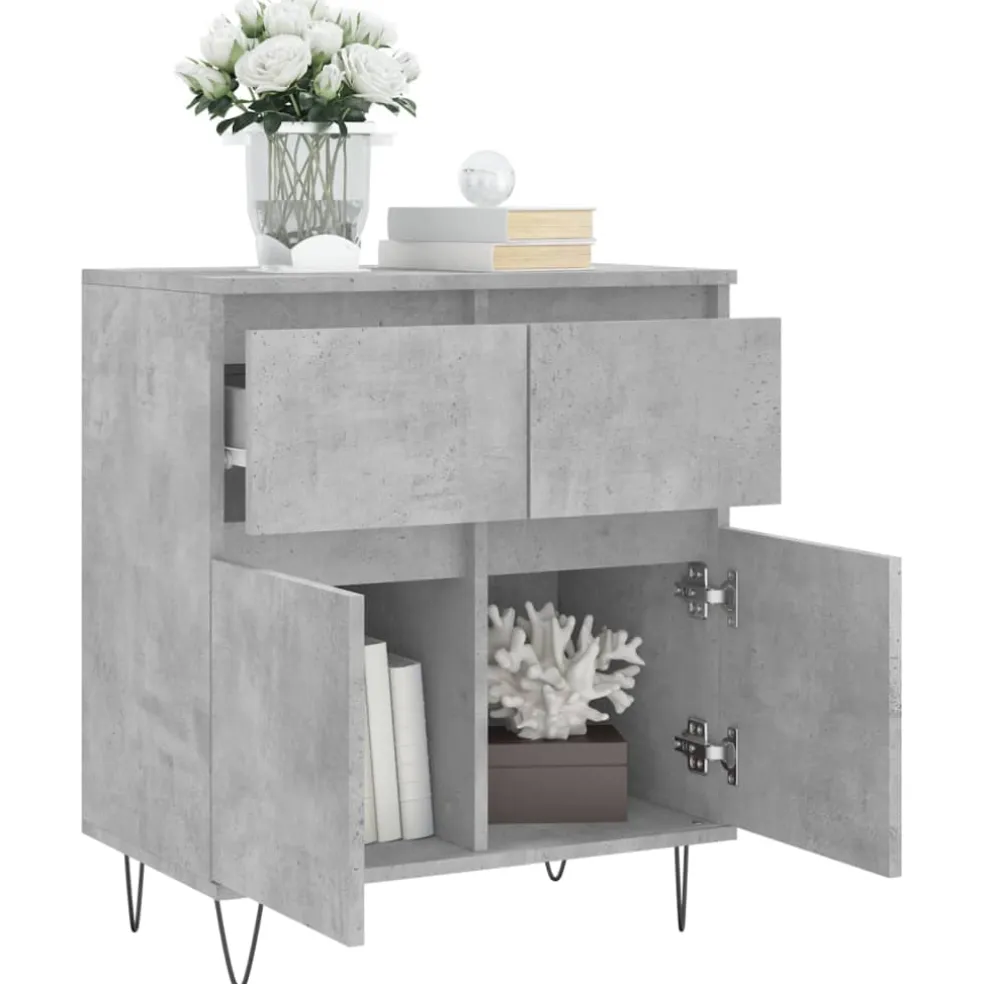 vidaXL Dressoir 60x35x70 cm bewerkt hout betongrijs