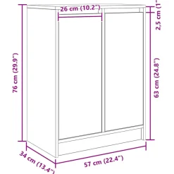 vidaXL Dressoir 70x35x67,5 cm bewerkt hout hoogglans wit