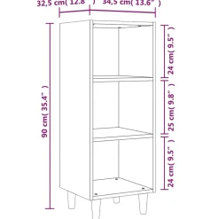 vidaXL Dressoir 34,5x32,5x90 cm bewerkt hout betongrijs