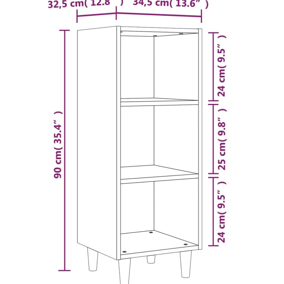 vidaXL Dressoir 34,5x32,5x90 cm bewerkt hout betongrijs