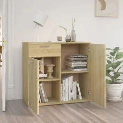 vidaXL Dressoir 80x36x75 cm bewerkt hout sonoma eikenkleurig