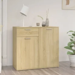vidaXL Dressoir 80x36x75 cm bewerkt hout sonoma eikenkleurig