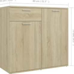 vidaXL Dressoir 80x36x75 cm bewerkt hout sonoma eikenkleurig