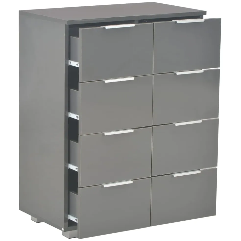 vidaXL Dressoir 60x35x80 cm bewerkt hout hoogglans grijs