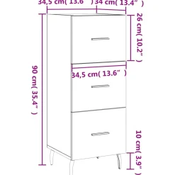vidaXL Dressoir 34,5x34x90 cm bewerkt hout wit