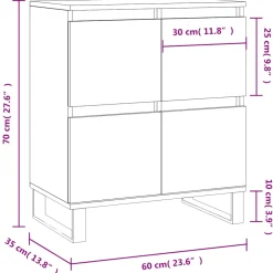 vidaXL Dressoir 60x35x70 cm bewerkt hout betongrijs
