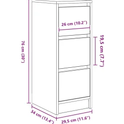 vidaXL Dressoir 29,5x34x76 cm bewerkt hout oud houtkleurig