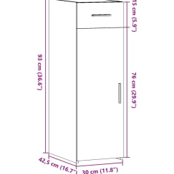 vidaXL Dressoir 30x42,5x93 cm bewerkt hout betongrijs