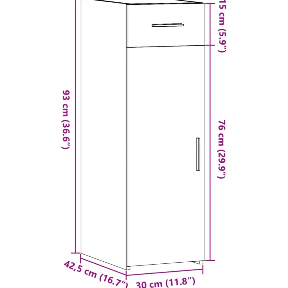 vidaXL Dressoir 30x42,5x93 cm bewerkt hout betongrijs