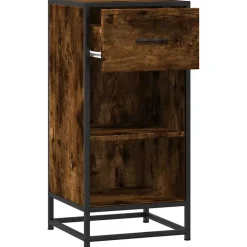 vidaXL Dressoir 35,5x35x76 cm bewerkt hout en metaal gerookt eiken