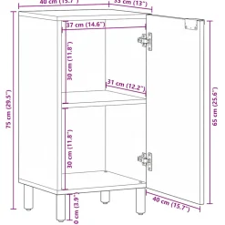 vidaXL Dressoir 40x33x75 cm bewerkt hout zwart