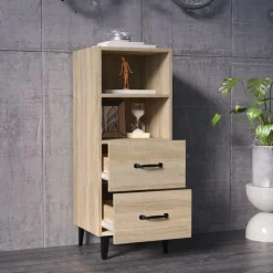 vidaXL Dressoir 34,5x34x90 cm bewerkt hout sonoma eikenkleurig