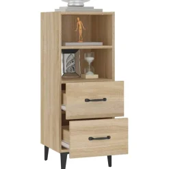 vidaXL Dressoir 34,5x34x90 cm bewerkt hout sonoma eikenkleurig