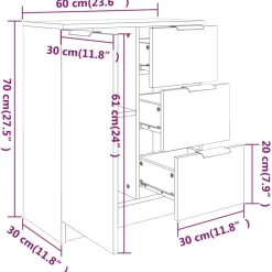 vidaXL Dressoir 60x30x70 cm bewerkt hout betongrijs