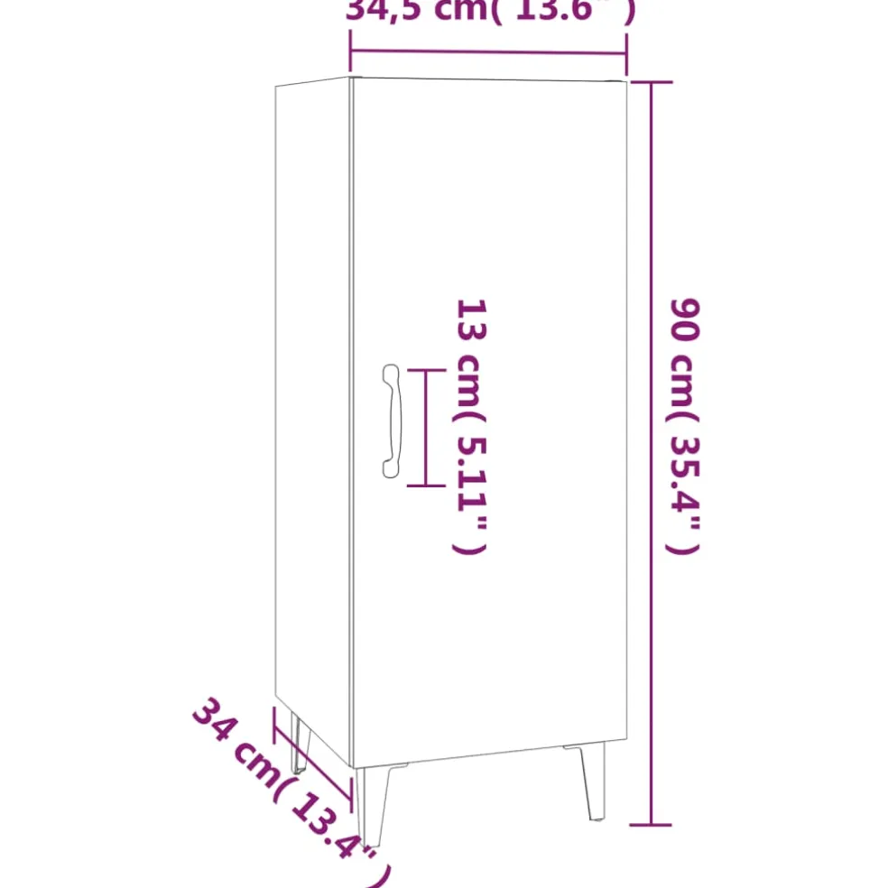 vidaXL Dressoir 34,5x34x90 cm bewerkt hout bruin eikenkleur