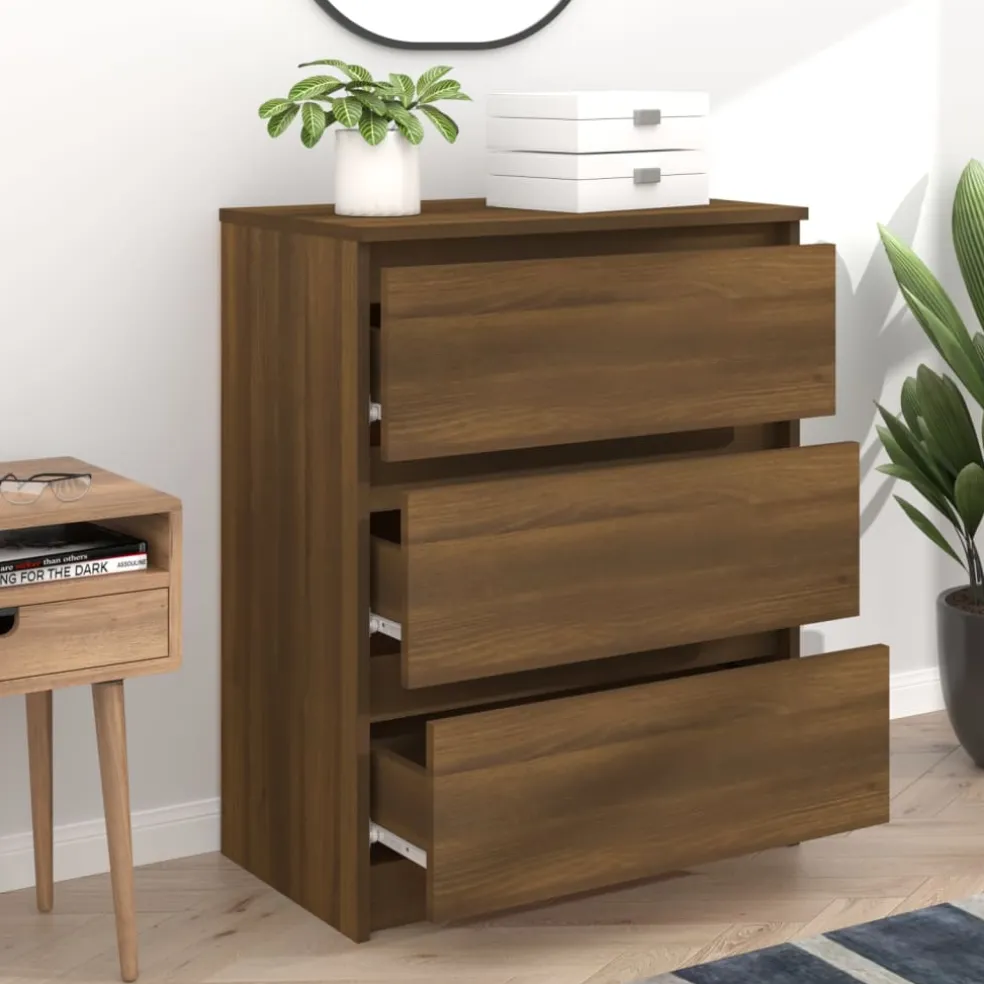 vidaXL Dressoir 60x35x76 cm bewerkt hout bruin eikenkleur