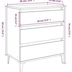 vidaXL Dressoir 60x35x70 cm bewerkt hout zwart