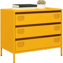 vidaXL Dressoir 68x39x58,5 cm koudgewalst staal mosterdgeel