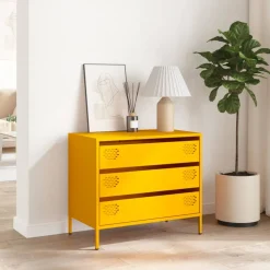 vidaXL Dressoir 68x39x58,5 cm koudgewalst staal mosterdgeel