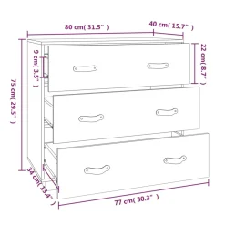 vidaXL Dressoir 80x40x75 cm massief grenenhout grijs