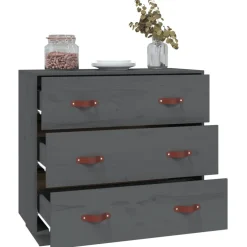vidaXL Dressoir 80x40x75 cm massief grenenhout grijs