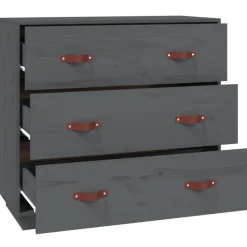 vidaXL Dressoir 80x40x75 cm massief grenenhout grijs