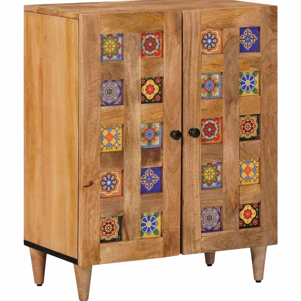 vidaXL Dressoir 60 x 33 x 75 cm Massief Mango Hout Naturel