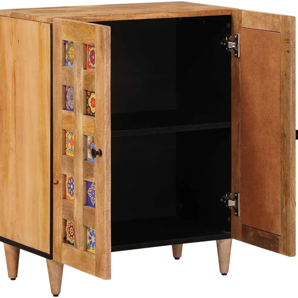 vidaXL Dressoir 60 x 33 x 75 cm Massief Mango Hout Naturel