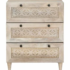 vidaXL Dressoir 60 x 33 x 75 cm massief mangohout Wit