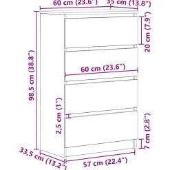 vidaXL Dressoir 60x35x98,5 cm spaanplaat oud hout