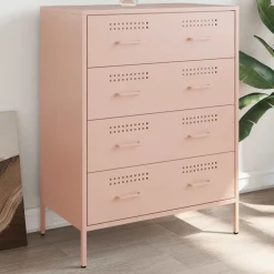 vidaXL Dressoir 68x39x89 cm staal roze