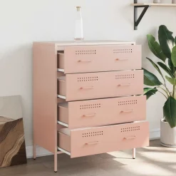 vidaXL Dressoir 68x39x89 cm staal roze