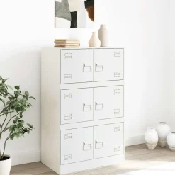 vidaXL Dressoir 67x39x107 cm staal wit