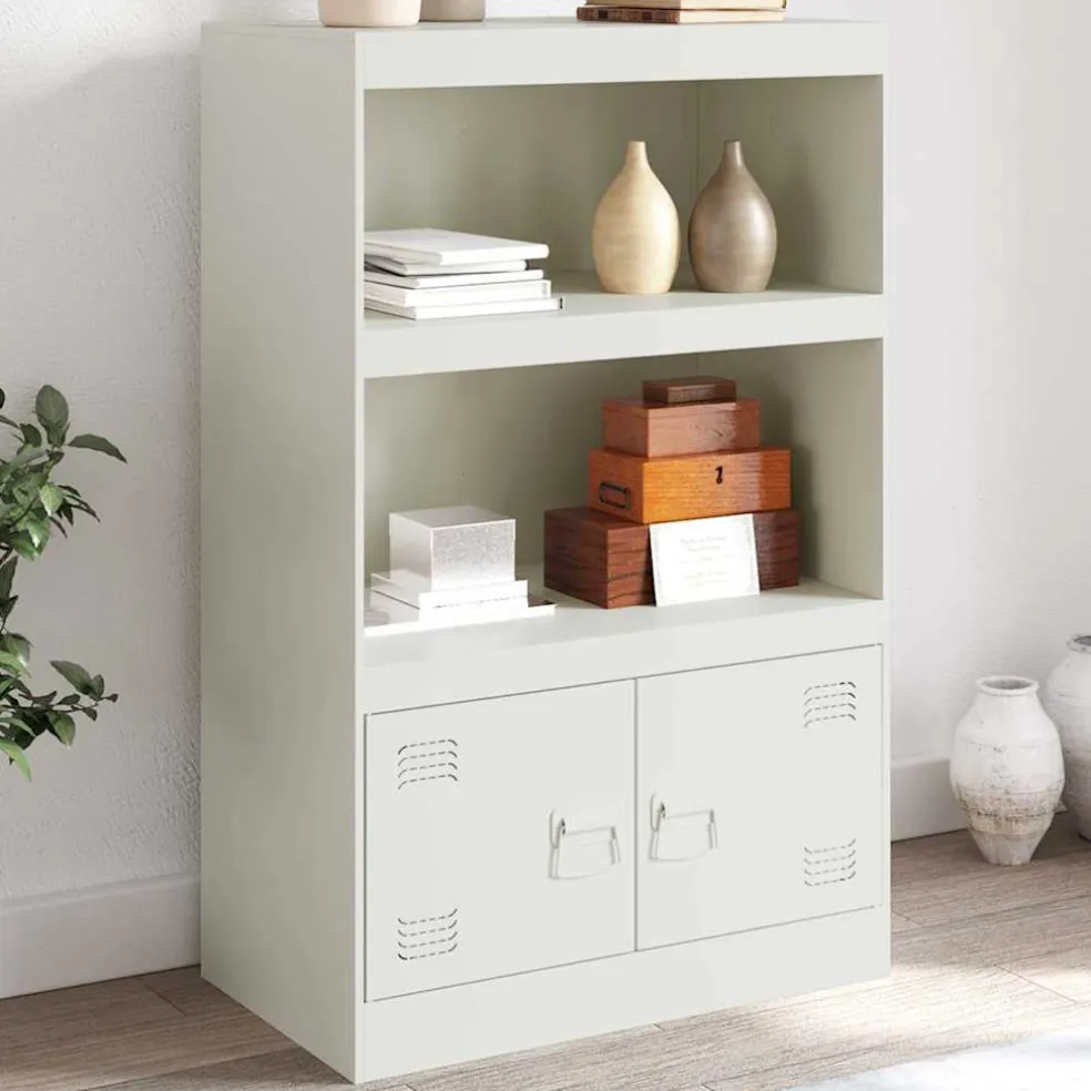 vidaXL Dressoir 67x39x107 cm staal wit
