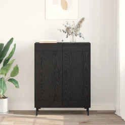 vidaXL Dressoir Zwart Eiken 69,5 x 34 x 90 cm Gemonteerd hout en ijzer