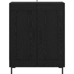 vidaXL Dressoir Zwart Eiken 69,5 x 34 x 90 cm Gemonteerd hout en ijzer