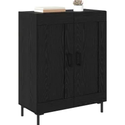 vidaXL Dressoir Zwart Eiken 69,5 x 34 x 90 cm Gemonteerd hout en ijzer