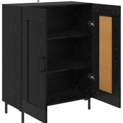 vidaXL Dressoir Zwart Eiken 69,5 x 34 x 90 cm Gemonteerd hout en ijzer