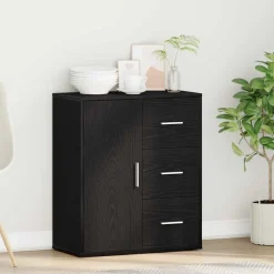 vidaXL Dressoir Zwart Eiken 60 x 31 x 70 cm Bewerkt hout
