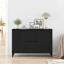 vidaXL Dressoir Zwart Eiken 104 x 35 x 70 cm Bewerkt hout